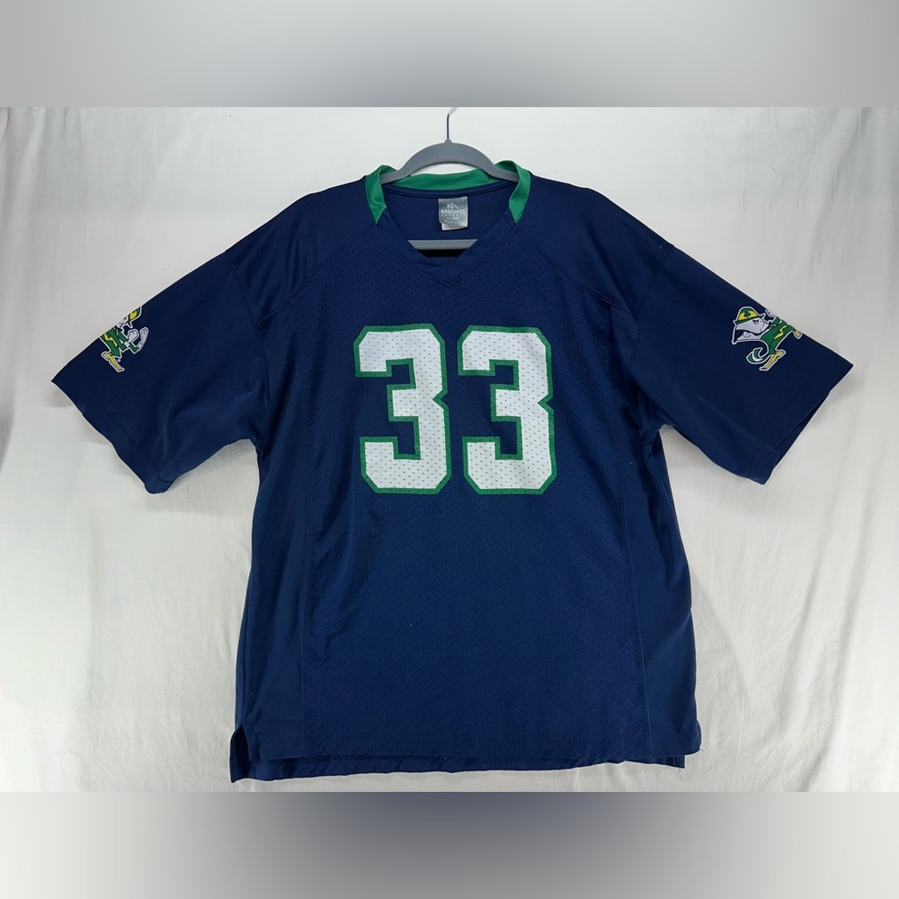 Notre Dame Fighting Irish # 33 Football Jersey Blue Size Large